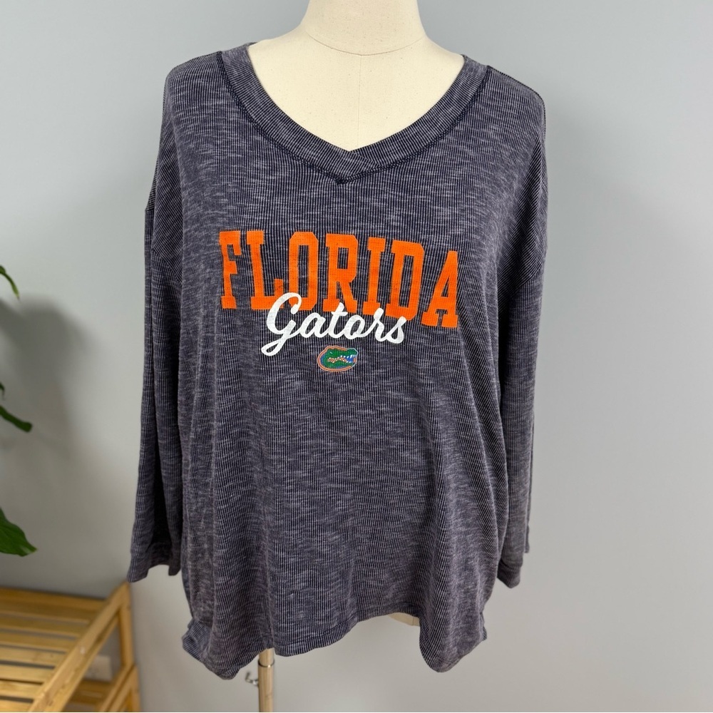 NWT Florida Gators Womens 2X Ribbed Long Sleeve Shirt Navy Space Dye Graphic XXL